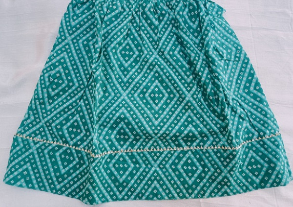 BLUE BHANDEJ COTTON GOTA FROCK KIDS SET