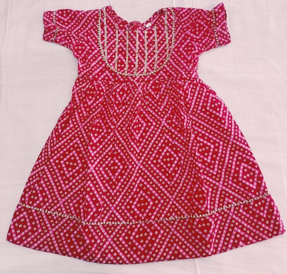 Image of RANI BHANDEJ COTTON GOTA FROCK KIDS SET