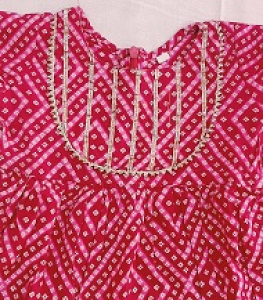 RANI BHANDEJ COTTON GOTA FROCK KIDS SET