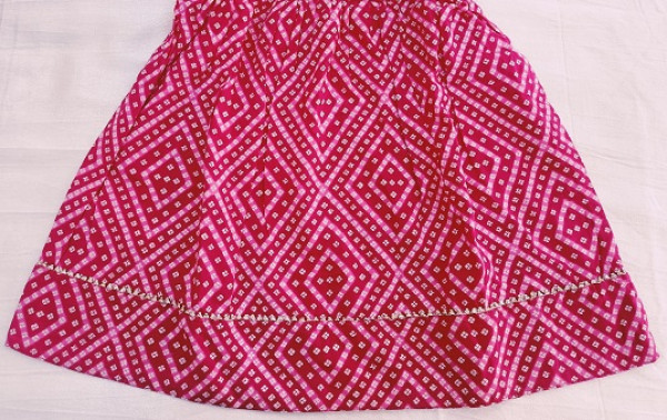 RANI BHANDEJ COTTON GOTA FROCK KIDS SET