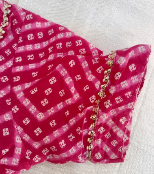 RANI BHANDEJ COTTON GOTA FROCK KIDS SET