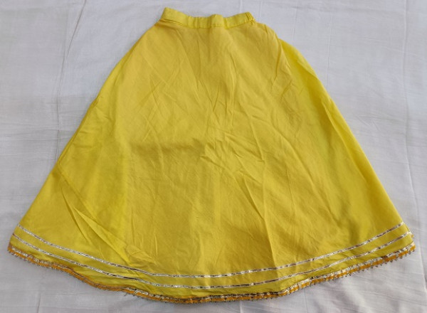 RED YELLOW SILK AND DORIYA TOP SKIRT AND DUPATTA SET