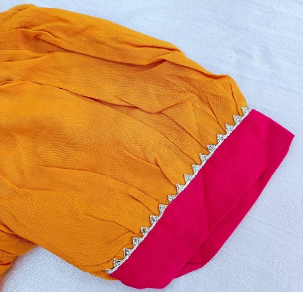 MUSTARD YELLOW RAYON HANDWORK KIDS FROCK