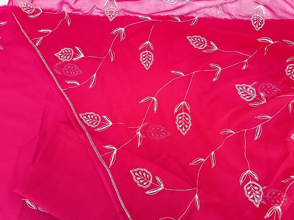 RANI HANDWORK DOLASILK SUIT SHIFFON DUPPTTA WITH SANTOON PANT SUIT SET