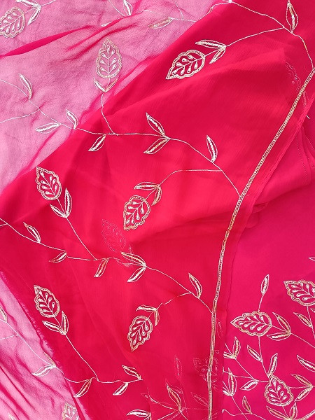 RANI HANDWORK DOLASILK SUIT SHIFFON DUPPTTA WITH SANTOON PANT SUIT SET