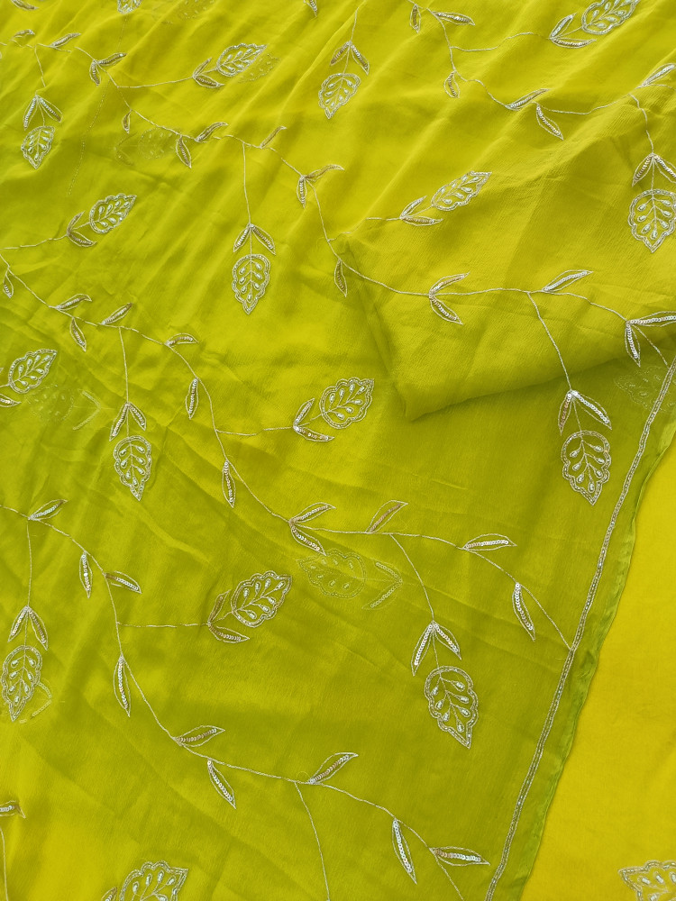 Image of LIRIL HANDWORK DOLASILK SUIT WITH SHIFFON DUPPTTAA AND SANTOON PANTS