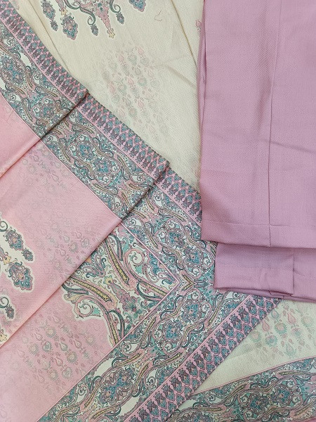LIGHT PINK PRINTED WOOLLEN SUIT SET