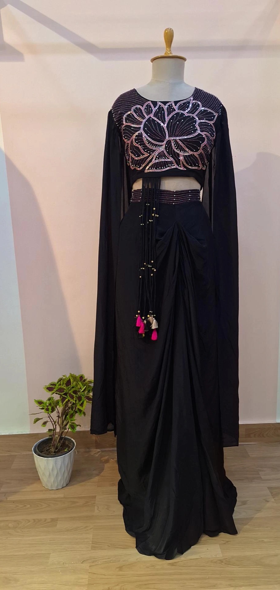 BLACK TOP WITH DHOTI SET