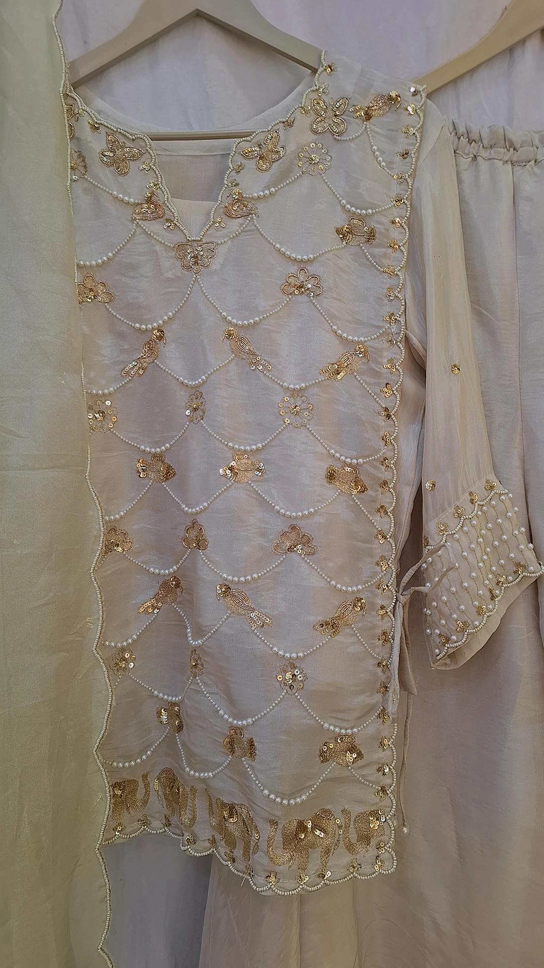 OFFWHITE TISSUE HANDWORK 3 PC SET