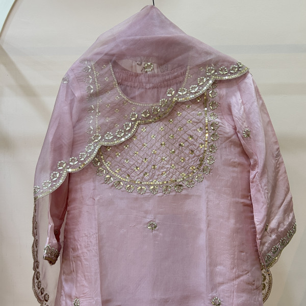 Soft Pink Sequins Indo Western