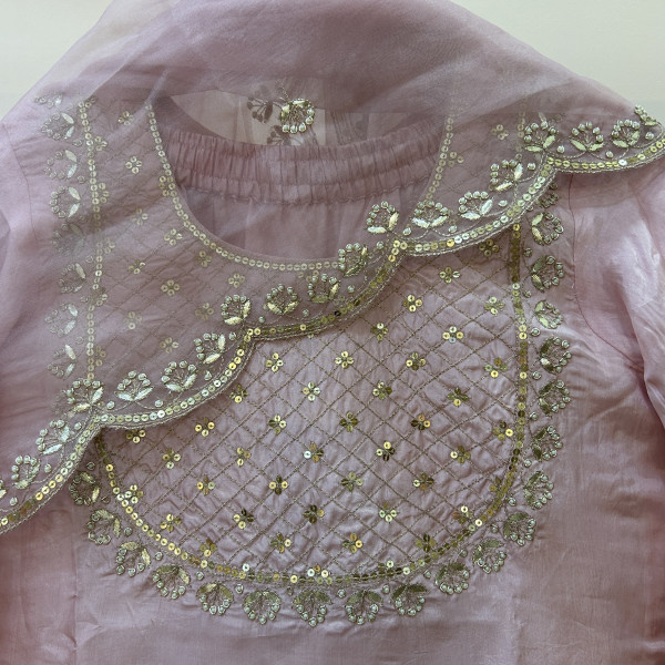 Soft Pink Sequins Indo Western
