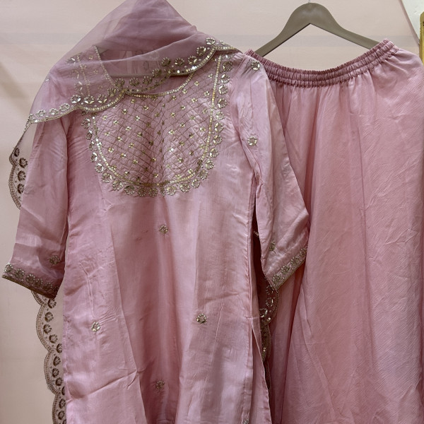Soft Pink Sequins Indo Western