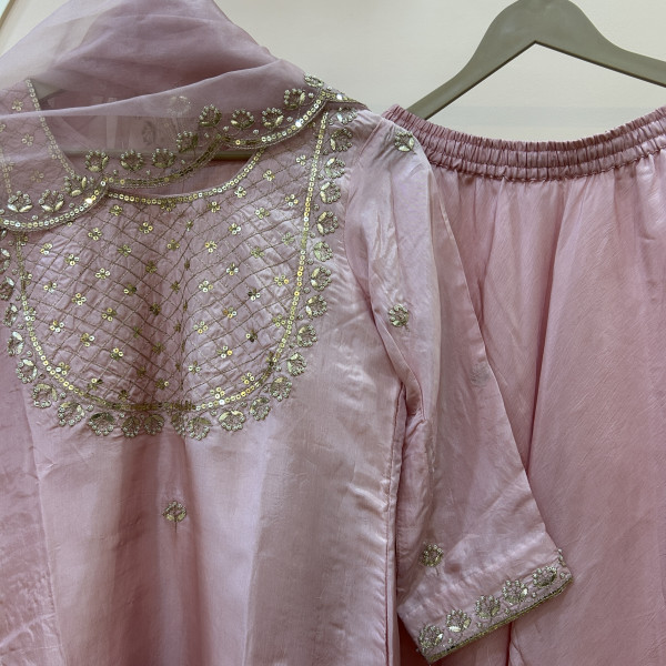 Soft Pink Sequins Indo Western