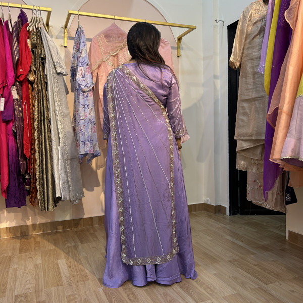 Lavender Drape Style Cutdana Indo Western