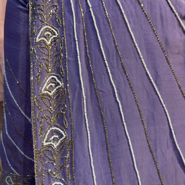 Lavender Drape Style Cutdana Indo Western