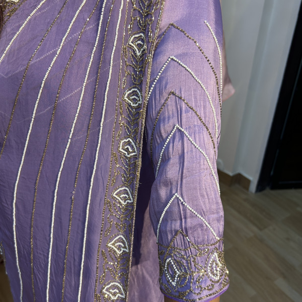 Lavender Drape Style Cutdana Indo Western
