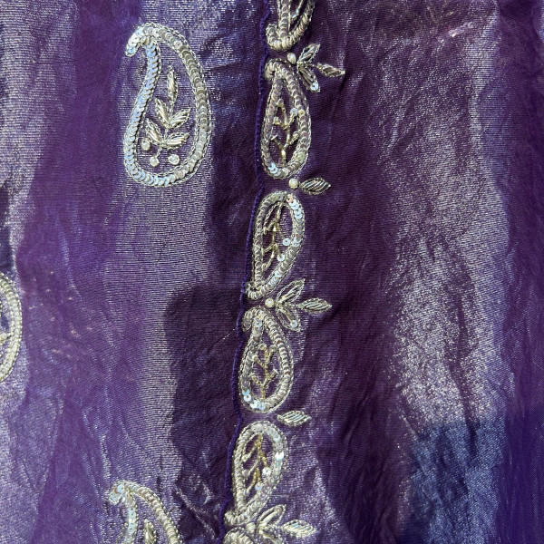Purple Sequins Embroidered Tissue Indo Western