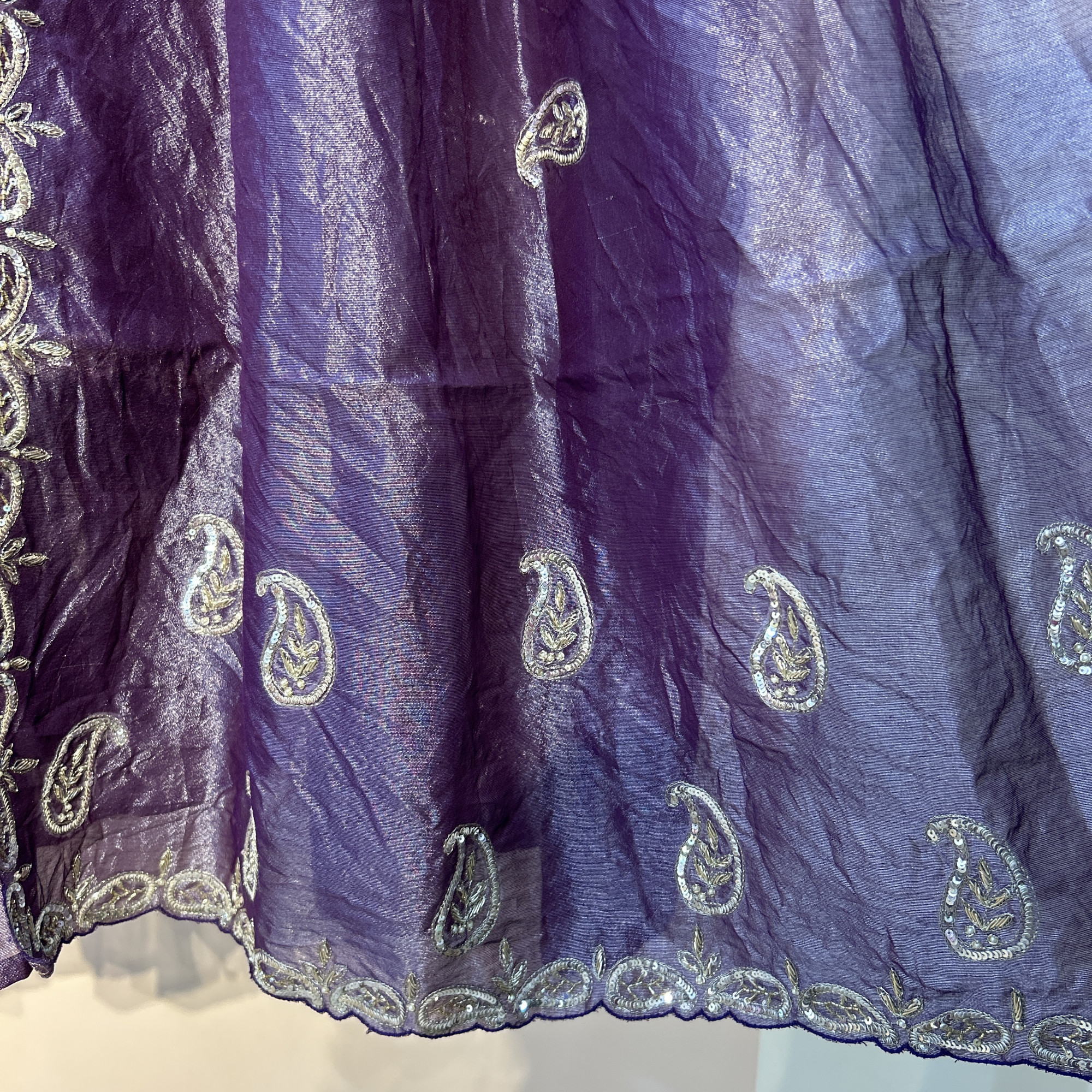 Purple Sequins Embroidered Tissue Indo Western