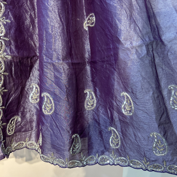 Purple Sequins Embroidered Tissue Indo Western