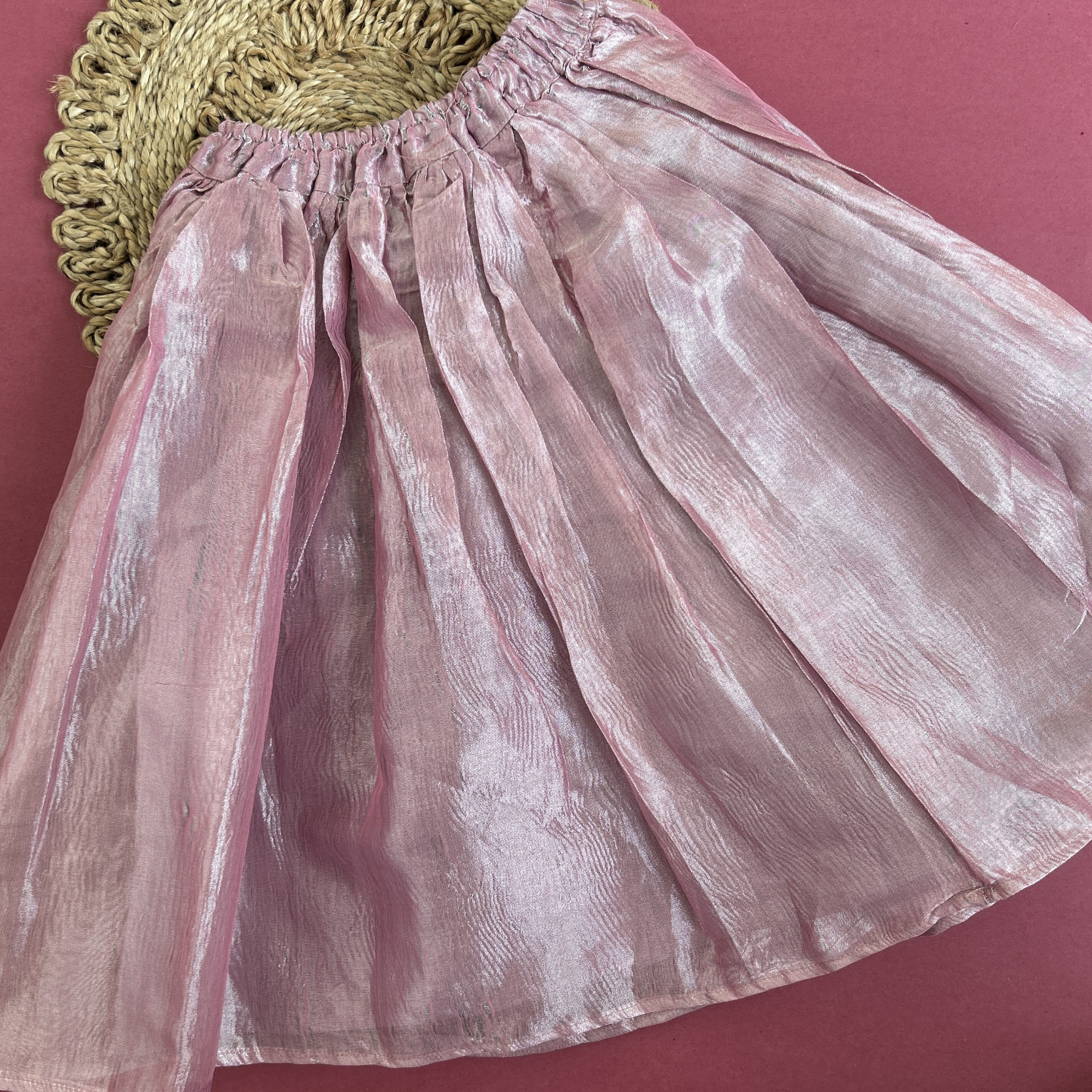 Mauve Tissue Crop Top  Flared Skirt Set