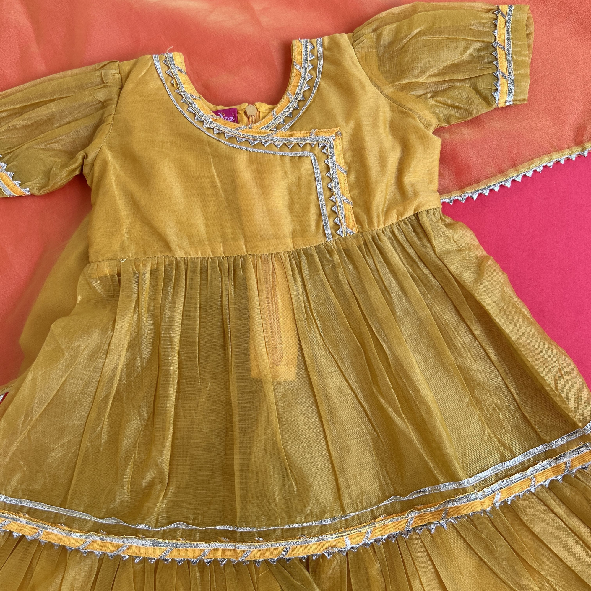 Mustard Chanderi Sharara Set