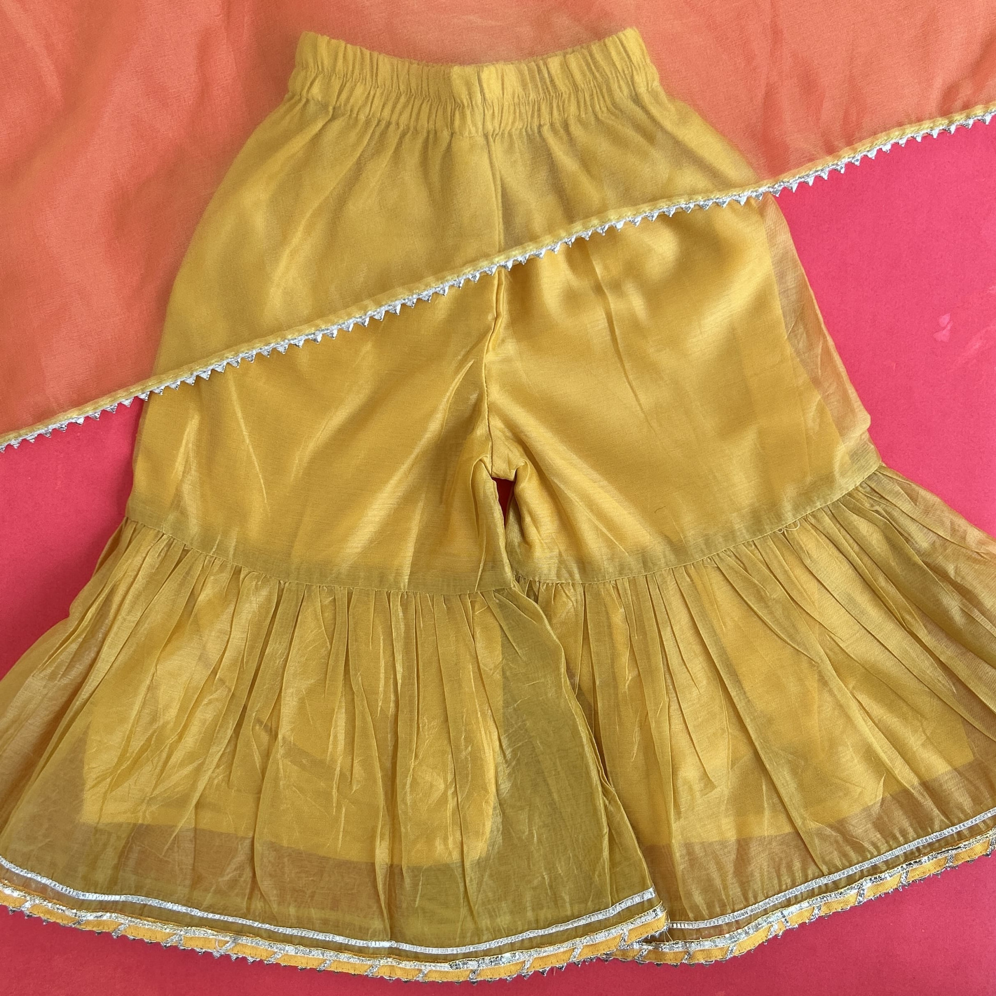 Mustard Chanderi Sharara Set
