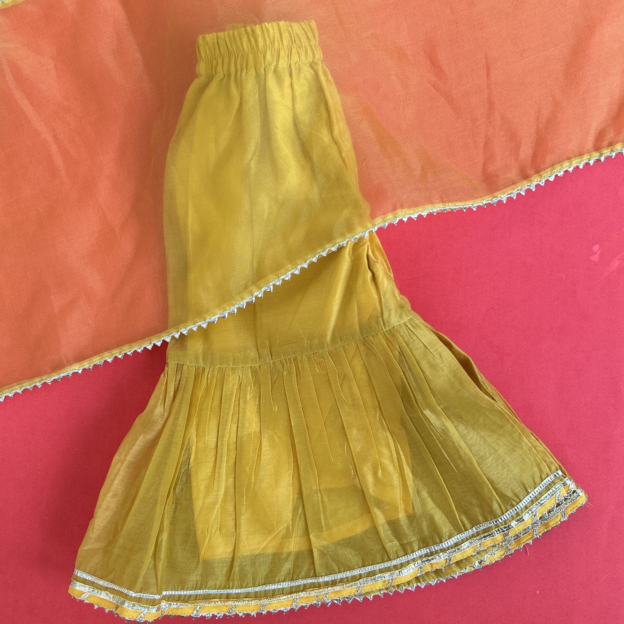 Mustard Chanderi Sharara Set