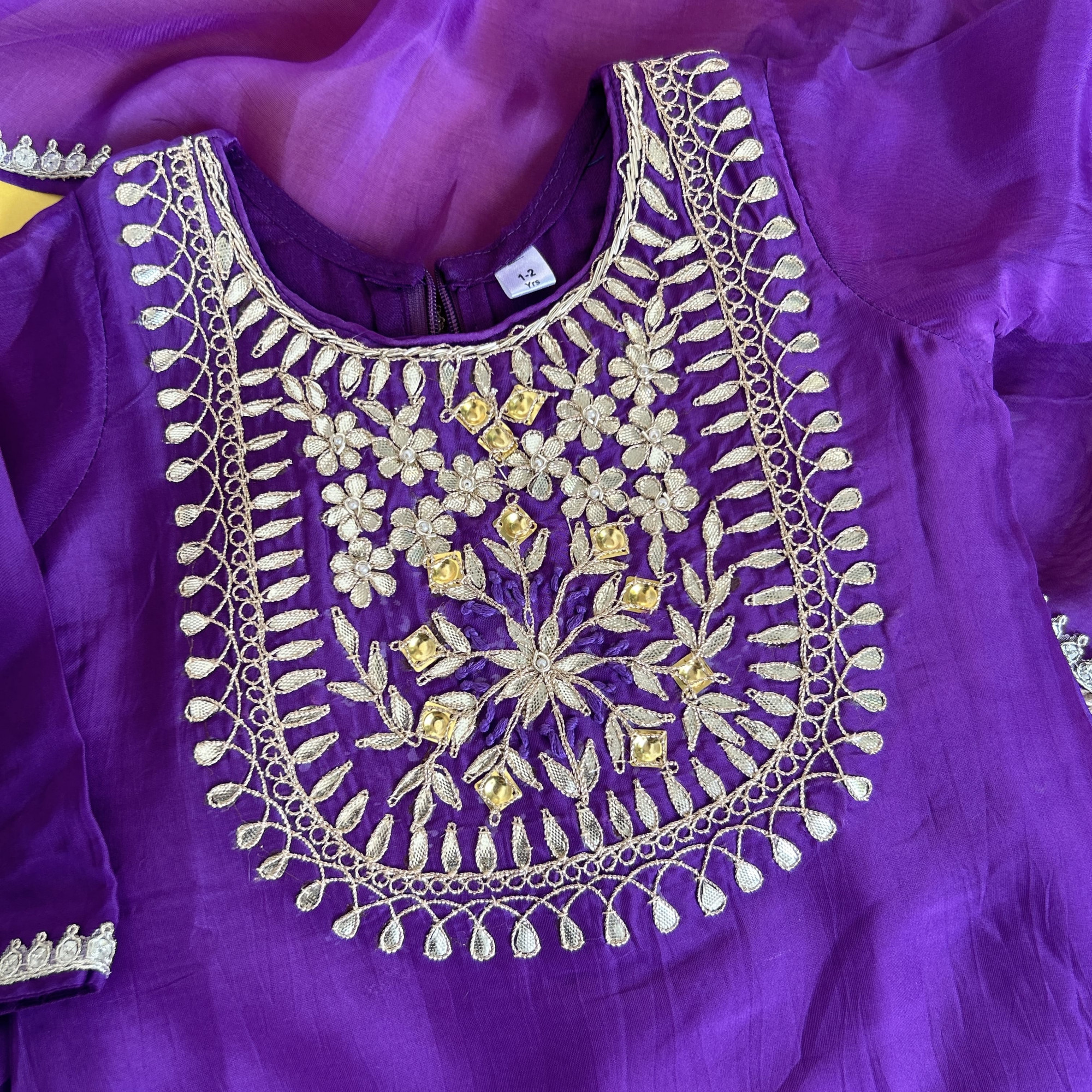 Purple Silk Kurti  Skirt Traditional Set