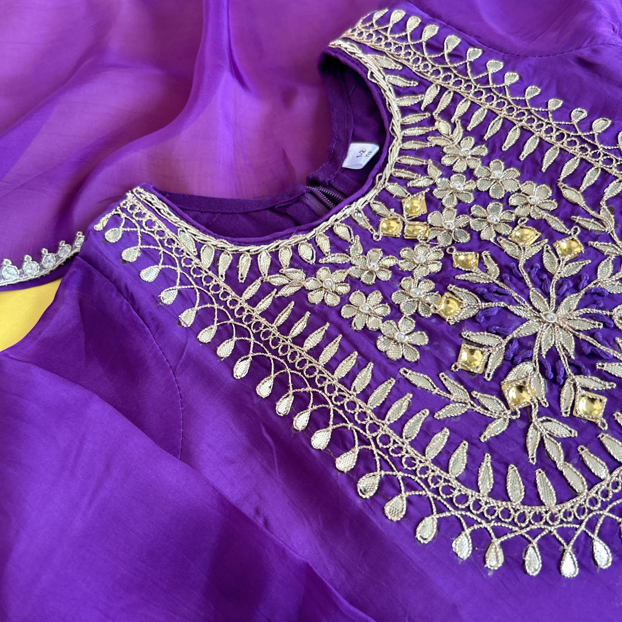 Purple Silk Kurti  Skirt Traditional Set
