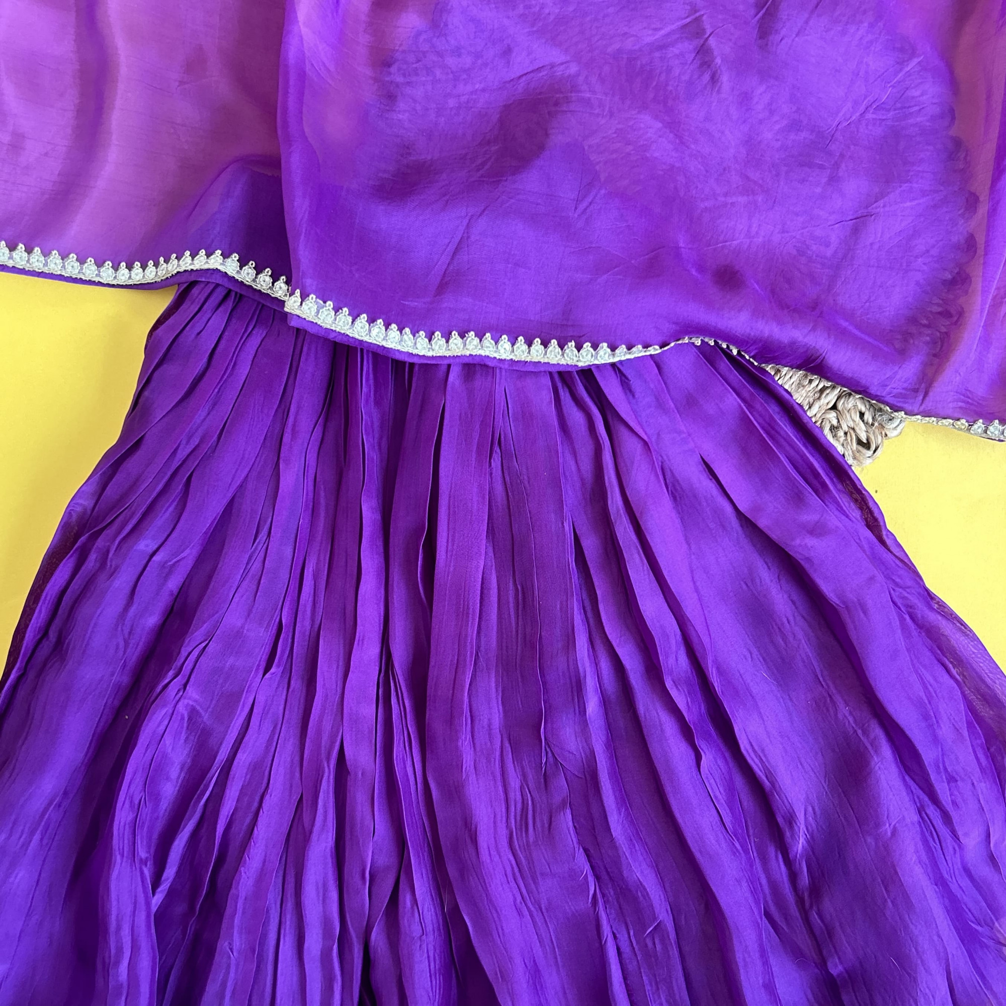 Purple Silk Kurti  Skirt Traditional Set