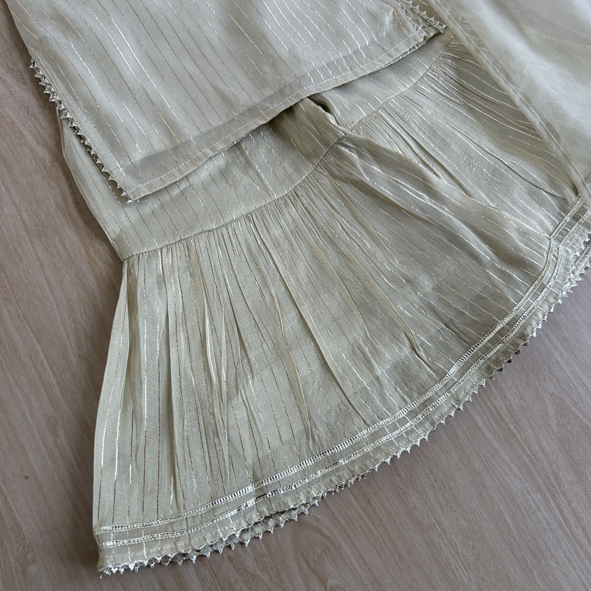 Striped Tissue Kurta  Sharara Set