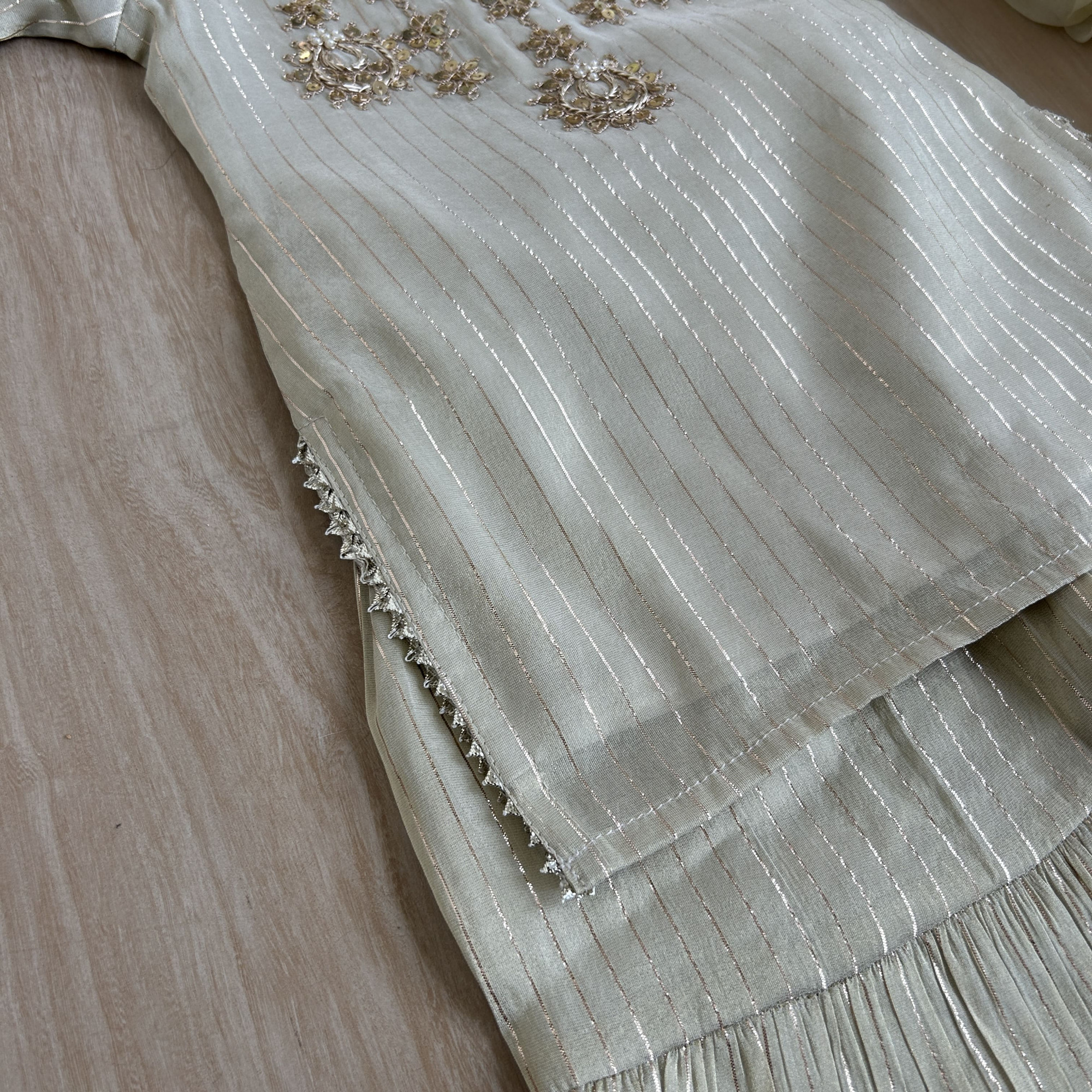 Striped Tissue Kurta  Sharara Set