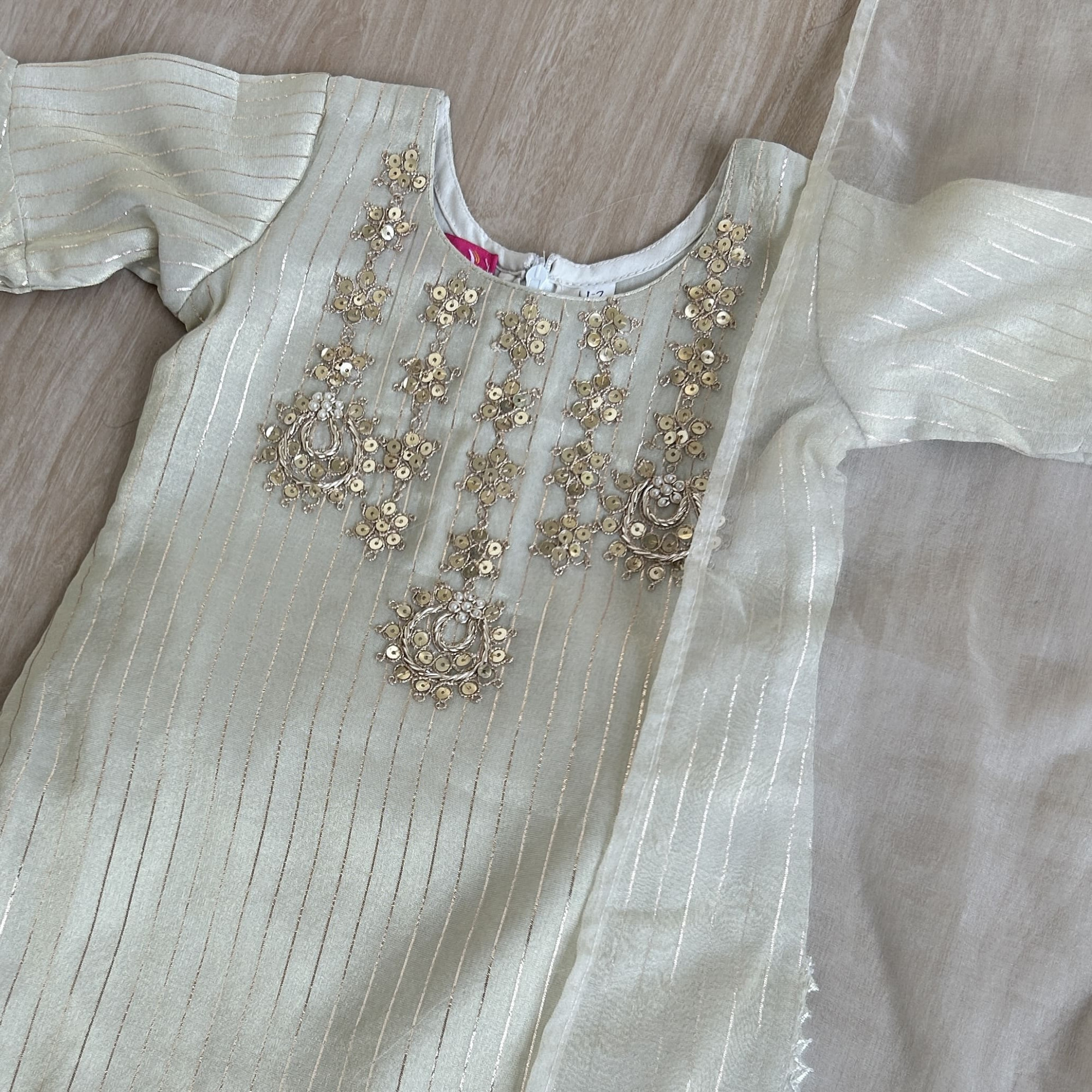 Striped Tissue Kurta  Sharara Set