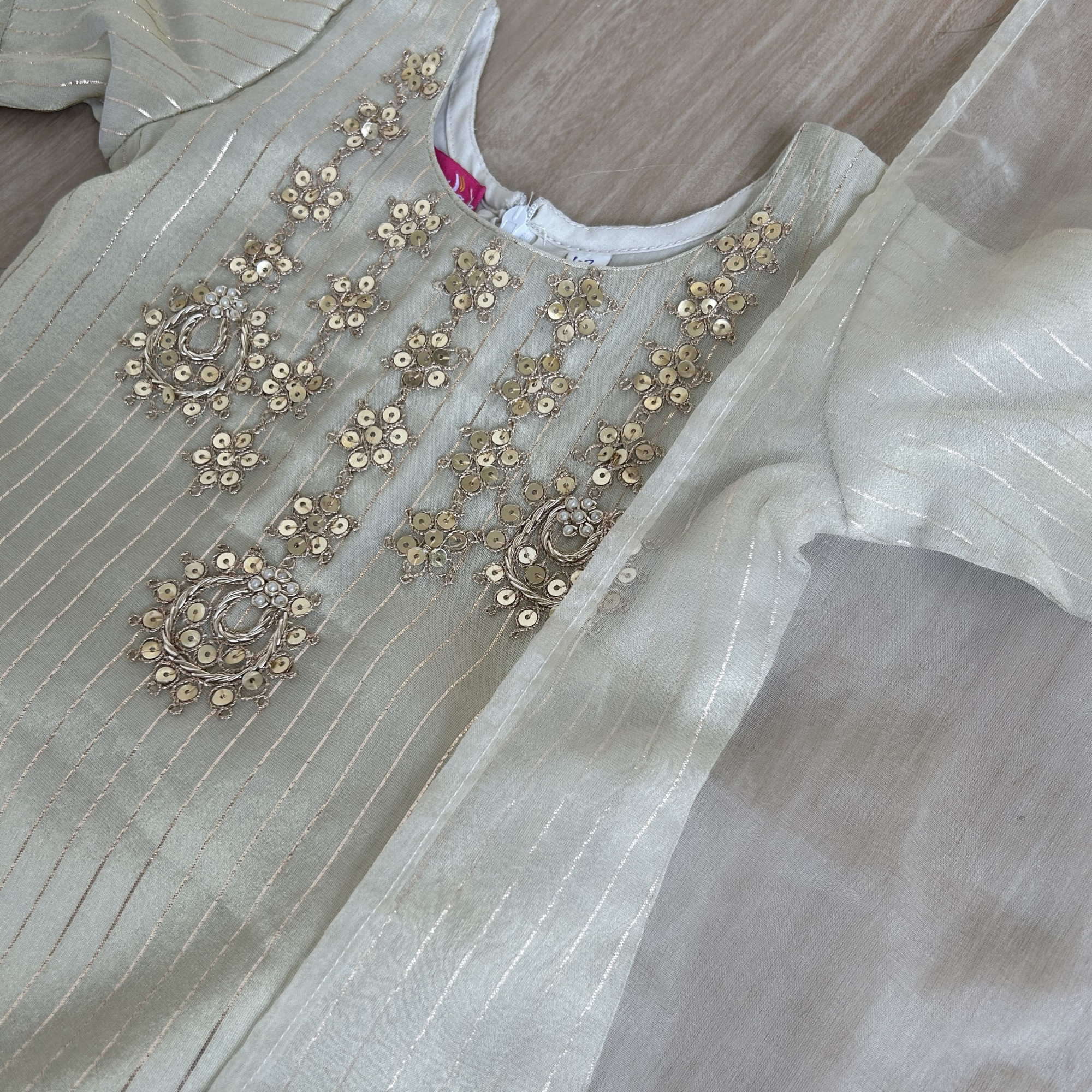 Striped Tissue Kurta  Sharara Set