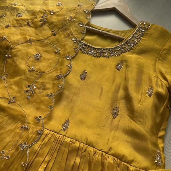 Yellow Zardozi Embroidery Suit