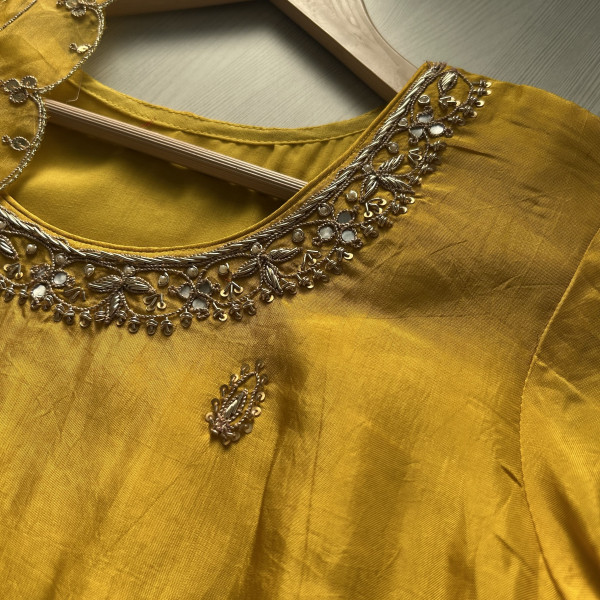 Yellow Zardozi Embroidery Suit