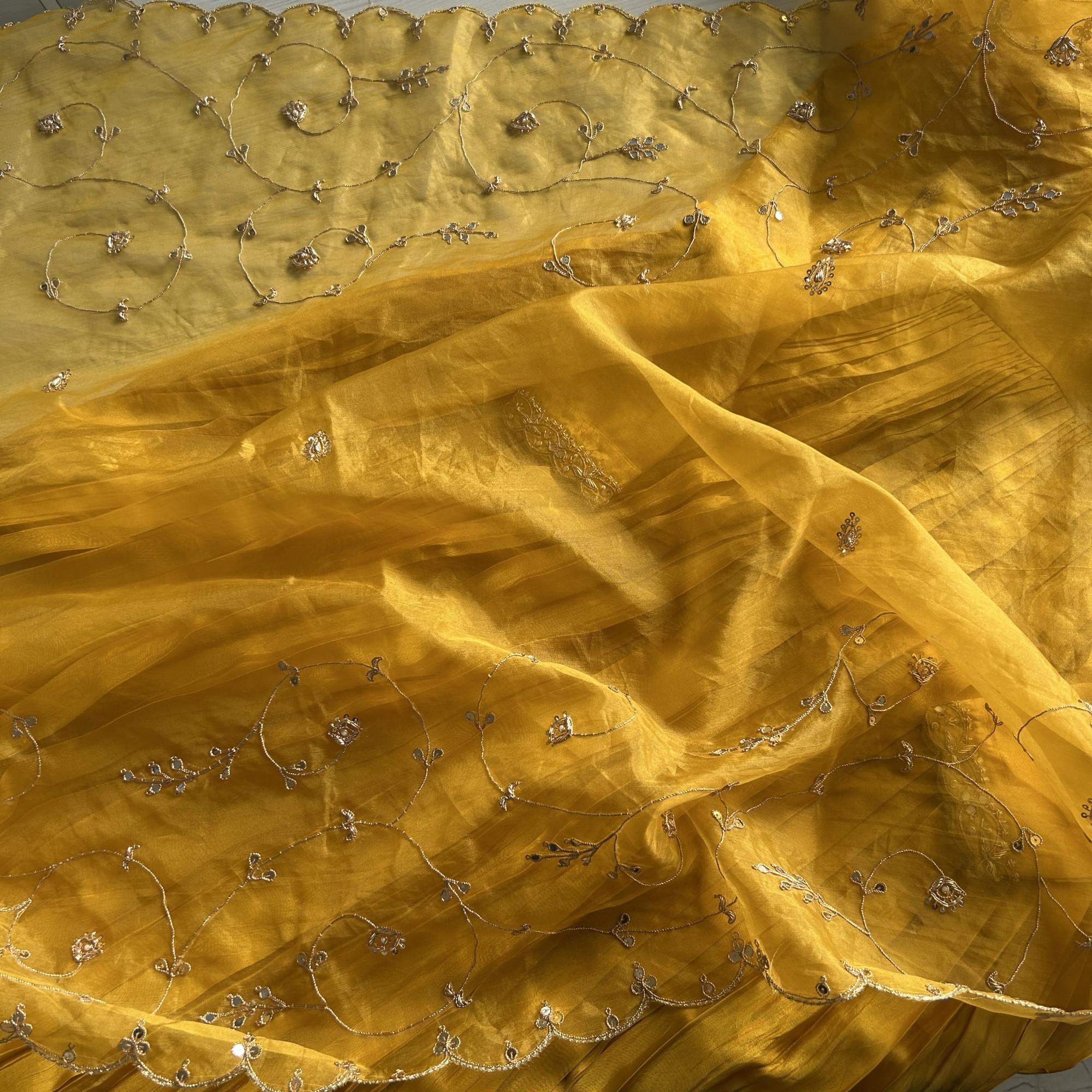 Yellow Zardozi Embroidery Suit