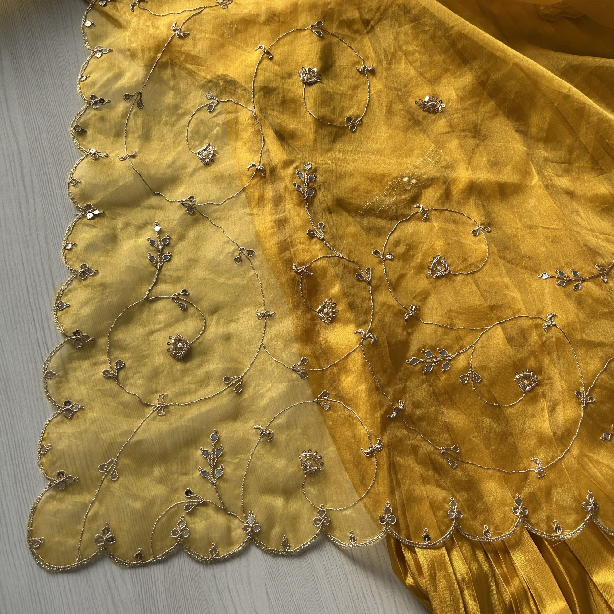 Yellow Zardozi Embroidery Suit