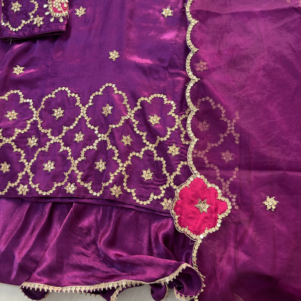 Purple Marodi Sequins Work Indo Western