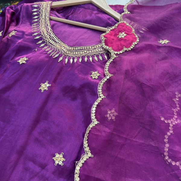 Purple Marodi Sequins Work Indo Western