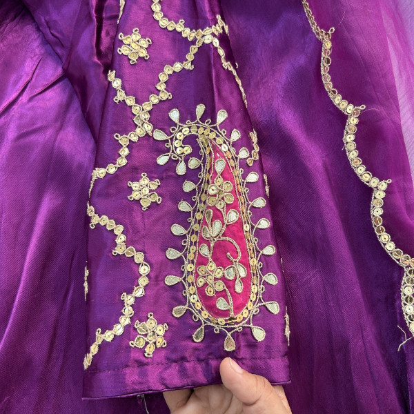 Purple Marodi Sequins Work Indo Western