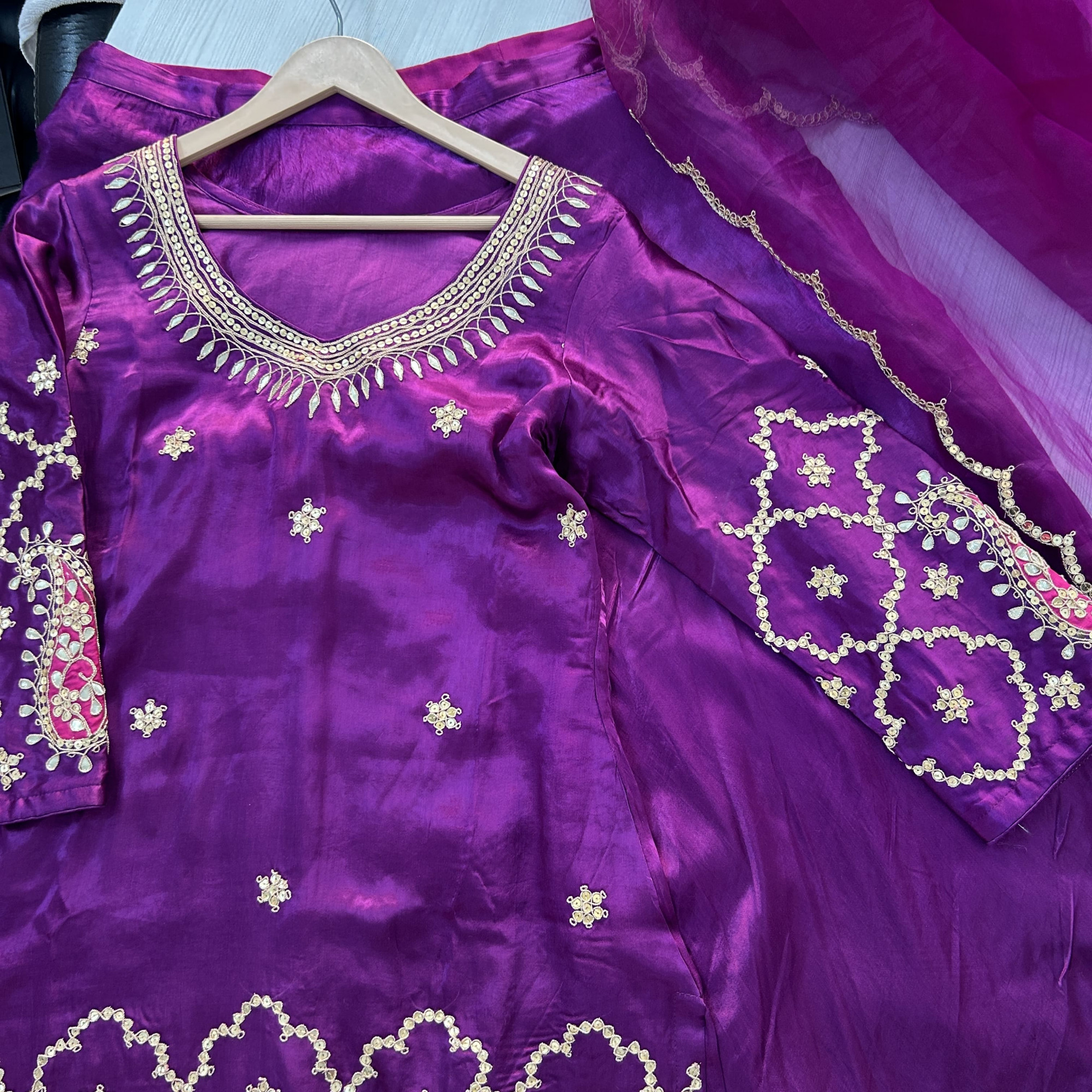 Purple Marodi Sequins Work Indo Western