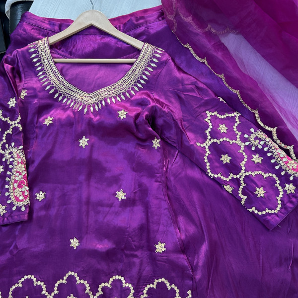 Purple Marodi Sequins Work Indo Western