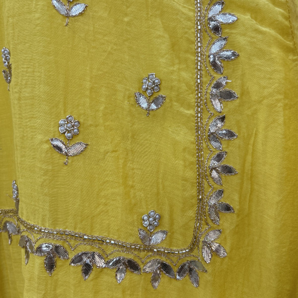 Bright Yellow Hand-Embroidered Gota Patti Suit Set
