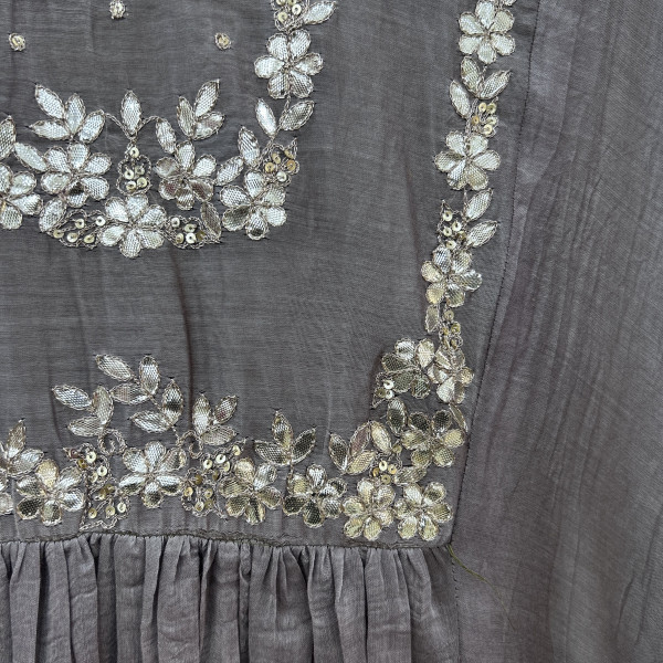 Grey Mul Chanderi Gotapatti Suit Set