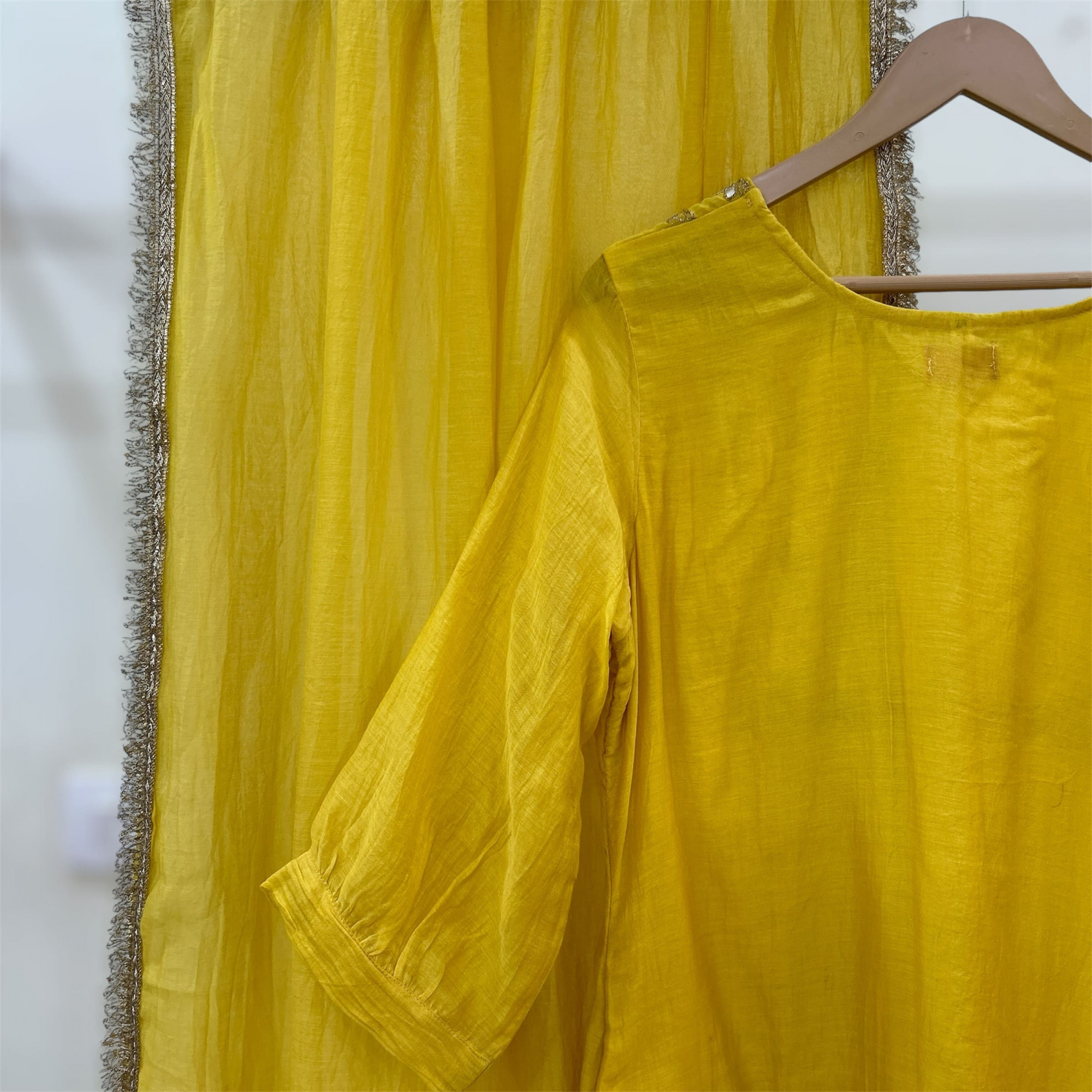 Bright Yellow Hand-Embroidered Gota Patti Suit Set