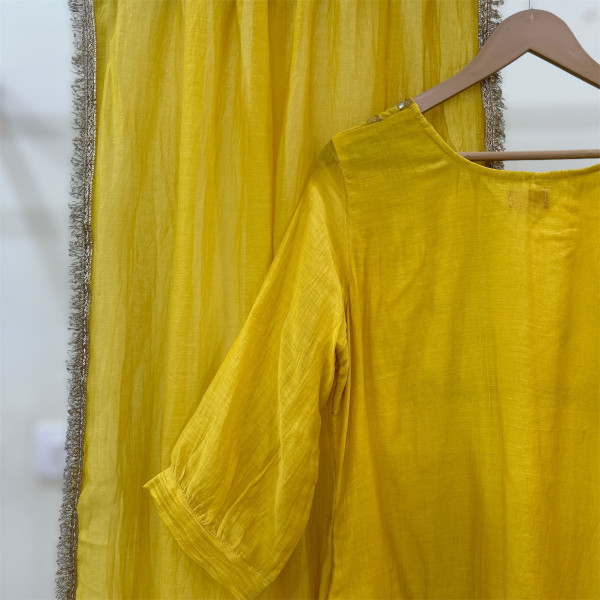 Bright Yellow Hand-Embroidered Gota Patti Suit Set