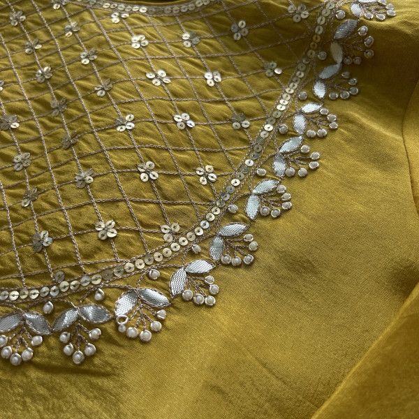Yellow Sequin Embroidered Indo Western