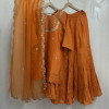 Orange Sequin Embroidered Indo Western