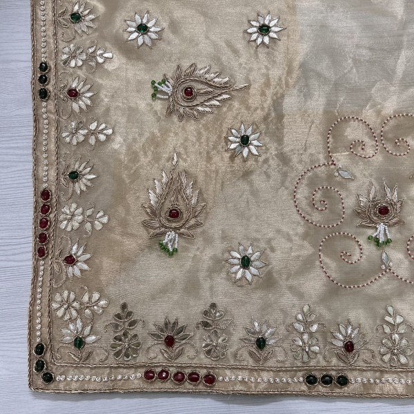 Golden Tissue Hand Embroidered Saree